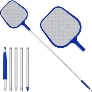 Filet d'écumoire de piscine,réglable 5 raccordement 48 pouces poteau télescopique en aluminium pour le nettoyage de l'étang de jardin Tubblue - Neuf