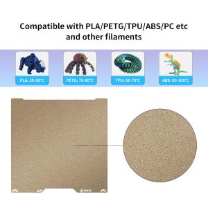MEVRONISSHOP-Plate-forme d'imprimante 3D H2D 355 &times; 346 mm Plaque de construction flexible : texture double face PEI or rev&ecirc;tu de poudre feuille d'acier amovible - Forte adh&eacute;rence facile des impressio - Neuf