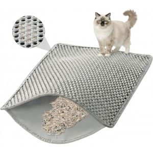 Kalanka-Tapis De Liti&egrave;re Pour Chat , Tapis De Liti&egrave;re Antid&eacute;rapant Double Couche En Nid D'abeille, Conception &Agrave; Pores Larges, Mat&eacute;riau Eva Imperm&eacute;able Et R&eacute;sistant &Agrave; L'urine, 60 X 40 Cm, Gris - Neuf