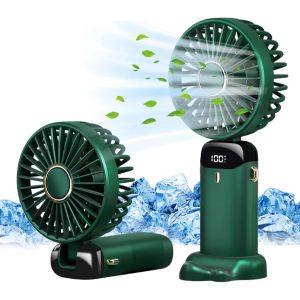 Mini Ventilateur à Main USB Portatif Portable Ventilateur De Bureau, Petit Ventilateur de Poche 5 Vitesses Avec Base, Ventilateur de Bureau Pliable Pour Bureau, Extérieur (Vert) - Neuf