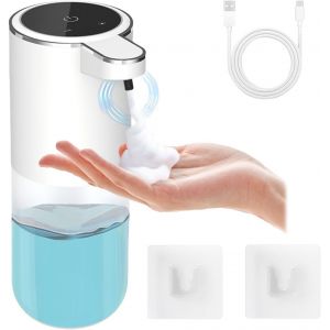 KAL-Distributeur De Savon Automatique, 400Ml Distributeur Savon Mousse Capteur, Ipx5 Etanche Distributeur De Savon Mural Electrique, Distributeur De Savon Pour Cuisines, Salles De Bains, Bureau - Neuf