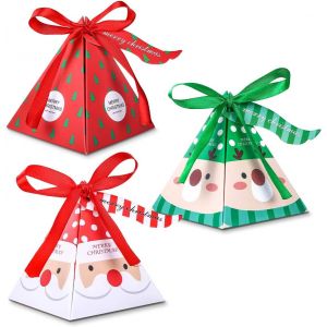 TIANYI-30pcs Boîte à Bonbon de Noël Cadeau de Faveur en Papier Boîtes à Dragées avec Ruban et Étiquette pour la Fête de Noël - Neuf