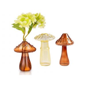 Ensemble de 2 vases en verre en forme de champignon pour fleurs et plantes - Neuf