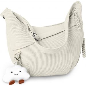 RFCBC-Sac à Bandoulière, Grand Sac à Bandoulière en Velours Côtelé, Sacs à Main avec Pendentif Nuage, Sacs Hobo Large Lanière avec Sangle Ajustable pour Femme - Neuf