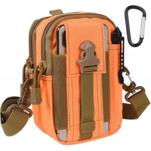 Sjzg-Sac Tactique Ceinture, Nylon Sacoche Ceinture, Multifonctionnelle Molle Edc Gadget Sac Pour Téléphone, Plein-Air, Randonnée, Alpinisme Et Cyclisme (Avec 1 Mousquetons Et 1 Bandoulière) - Neuf