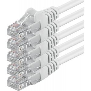 Cat6 Cat 6 Network Cable-RJ45 Ethernet LAN DSL Router Modem-5 x 1m-White - Neuf