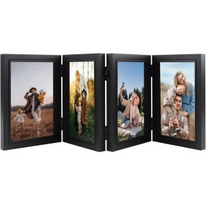 CMWX-Cadre Photo Collage pour 4 Vues 10x15 cm Noir Pliable Cadre Photo en MDF Verticales Multiple Photos Frame Décoration pour Famille Bureau Chambre Salon Cadeau pour Ami Anniversaire Mariage - Neuf