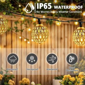 7.5m Guirlande Lumineuse Marocaine, 50 Led Lumineuse Solaire D'extérieur, 8 Modes & Ip65 Étanches Lampes Marocaines Pour Jardin, Terrasse, Mariage, Fête, Extérieur (Blanc Chaud) - Neuf