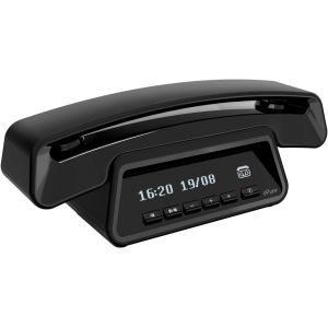 Epure Premium - T&eacute;l&eacute;phone Fixe Sans Fil Dect Avec R&eacute;pondeur - Design Vintage - Base D'Affichage Intelligente - Grand &Eacute;cran Graphique - Mains Libres - Fonction Blocage Des Appels - Noir - Neuf