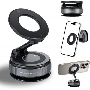 LORANKA-2025 Support Magn&eacute;tique &Agrave; Ventouse pour T&eacute;l&eacute;phone Portable pour Voiture [aimants 20XN52], Support pour Smartphone Portable Et Pliable, Pivotant &Agrave; 360&deg;, pour Voiture, Cylindrique - Neuf