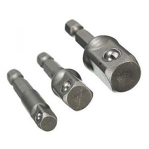 Jeu de 3 adaptateurs pour douilles &agrave; tige hexagonale 1/4"", 3/8"" et 1/2"". - Neuf