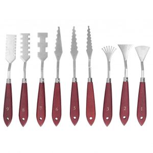 9 Pcs Couteau &Agrave; Palette En Forme De Manche En Bois Peinture &Agrave; L'huile Palette Art Spatule M&eacute;lange Grattoir Acrylique - Neuf