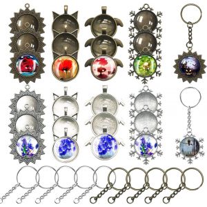 Cat Pendentif 58 Pcs Ensemble Cabochons, Soleil, Aile, Chat, Flocons De Neige De Pendentif En Alliage Et Cabochons - Neuf