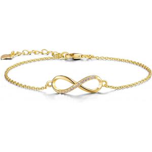 Eryi-Bracelet Pour Femme En Argent Sterling 925 - Symbole Infini - Oxyde De Zirconium - Bracelet Argent Et Or Rose - Bijoux Pour Femmes Et Jeunes Filles. - Neuf
