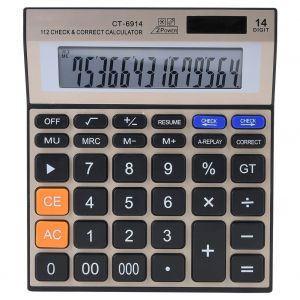 Calculatrice de bureau a 14 chiffres, grand ecran, batterie, solaire, double alimentation - Neuf