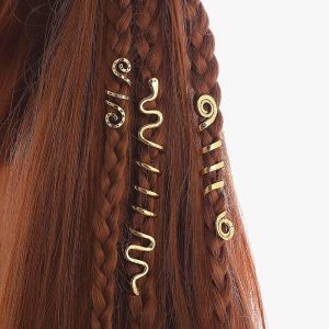 Kal-3pcs Vintage Spirale Loc Serpents De Cheveux En Métal Pinces À Cheveux Poignets Serpent Celtique Irlandais Accessoires De Cheveux Bijoux Festival De Musique (Or) - Neuf