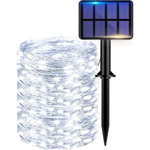 KAL-Guirlande Lumineuse Extérieur, 22M 220Led Guirlande Lumineuse, 8 Modes Étanche Lumiere Solaire Pour Jardin Arbre Outdoor Camping Terrasse Noël Mariage Fête Cour Maison Décoration Blanc Froid - Neuf