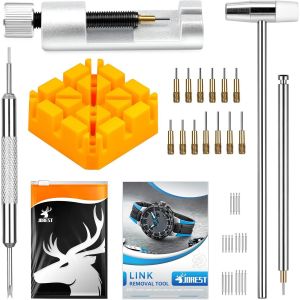 Chasse Goupille Outil Montre Pour Ajuster Et Remplacer Le Bracelet, Kit Reparation Montre, 20pcs Barre À Ressort, 13pcs Aiguille De Rechange - Neuf