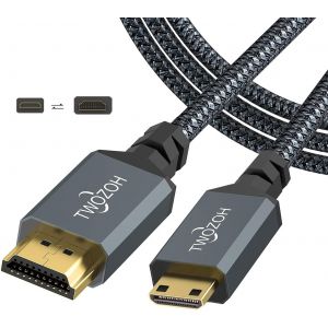 KALANKA-C&acirc;ble Mini HDMI vers HDMI 2M, Nylon tress&eacute; 4K C&acirc;ble Mini HDMI C vers Full HDMI A, Supporte 3D Ethernet ARC 4K 60Hz 1080p - Neuf