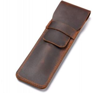Porte - stylo en cuir Pochette pour stylos multi - fontaine Cuir de cheval fou Housse de protection pour stylo - marron - Neuf