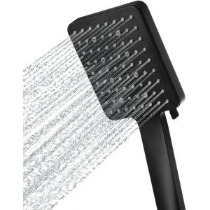 Pommeau de douche carré (noir), pommeau de douche haute pression avec 6 jets, pommeau de douche puissant uniquement, pommeau de douche universel à économie d'eau de grande taille - Neuf