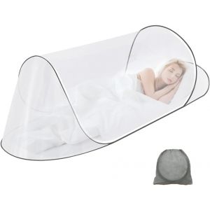 Kal-Moustiquaire Pop Up, 200 X 100 X 70 Cm Moustiquaire Voyage Avec Fermeture Éclair, Moustiquaire Pliable, Réutilisable Moustiquaire De Lit Pour Le Camping À La Maison (Blanc) - Neuf
