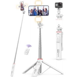 TIANYI-Perche a Selfie avec 2 Lumi&egrave;res, 135CM Extensible Trepied Smartphone avec T&eacute;l&eacute;commande Sans Fil et Support pour T&eacute;l&eacute;phone Tr&eacute;pied Portable et Flexible Plus Stable Tr&eacute;pied de Voyage pour iphone - Neuf