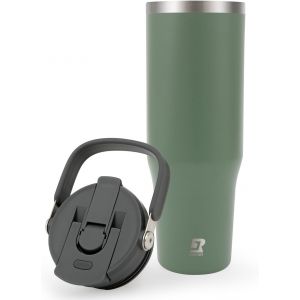 TZF-32oz Gobelet en Acier Inoxydable 2.0 avec Poign&eacute;e et Paille u2013 Bouteille d'eau Isotherme 100% Leakproof Facile &agrave; transporter u2013 Tasse &agrave; caf&eacute; pour voiture - Neuf