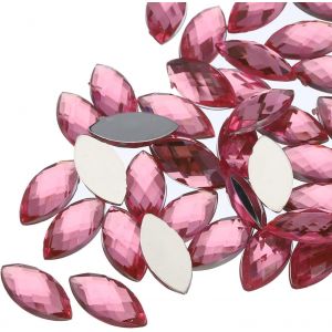 100pcs Pierres Pr&iquest;&iquest;Cieuses En Acrylique En Forme D'?Il De Cheval 4x8mm &iquest;&iquest; Dos Plat Pour L'artisanat Diy, Perles, Mariages, La Peinture Sur Visage - Rose Clair - Neuf