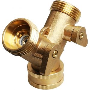 Répartiteur en Y pour robinet de jardin 3/4"", collecteur en laiton, robinet de jardin à 2 voies, séparateur de tuyau d'arrosage en laiton, connecteur de tuyau à deux voies - Neuf