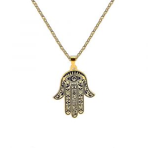 Vintage Hamsa Main De Fatima Pendentif Collier En Acier Inoxydable Turc Mauvais ?il Colliers Esprit Chanceux Bijoux Pour Homme - Neuf