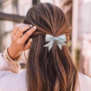 Kal-Barrette De Noeud De Cheveux Vintage Barrette De Noeud De Satin Bleu Barrette De Noeud De Soie Accessoires De Cheveux Petites Barrettes De Noeud De Nervure Pour Femme Coiffure - Neuf