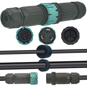 Connecteur Etanche IP68, 3 Fils Connecteur &eacute;tanche ext&eacute;rieur, Prises m&acirc;les/femelles Connecteur de C&acirc;ble, connecteur electrique etanche pour C&acirc;ble &Oslash; 5 &agrave; 12 mm - Neuf