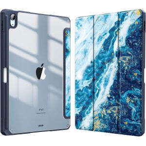 Coque Pour Ipad Air 11 Pouces 2024 M2 Et Ipad Air 5/4 10.9 Pouces (2022/2020) - [Rangement De Stylet] Housse Transparente Claire Etui Antichoc Veille/Réveil Auto, Vague Sablé.[F4221] - Neuf
