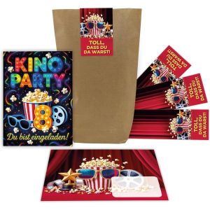 EHNGA-Lot de 12 cartes d'invitation pour 8e anniversaire d'enfant, cinéma, fête pour filles et garçons, multicolores, invitations de huitième anniversaire, invitations d'anniversaire pour enfants ave - Neuf