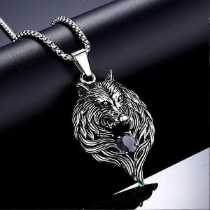 Nouveau Ornement Suspendu Domineering Personnalis&eacute; Loup Titane Acier Coul&eacute;e Pendentif Tendance Hommes Et Femmes Collier Pull Cha&icirc;ne - Neuf