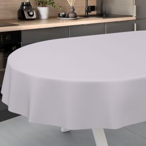 Nappe En Toile Cirée, Lavable, Pour Table De Jardin, Extérieur, Intérieur, Ovale, Bord Coupé, Grise, 260 X 140 Cm - Neuf
