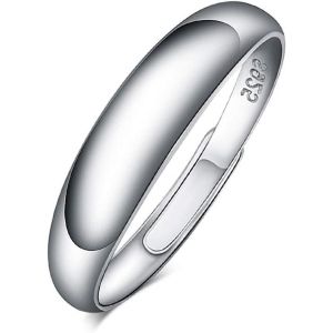 Bague Couple En Argent 925,Bague Pour Homme Et Femme,Taille Réglable,Anneaux Mariage.[Y616] - Neuf