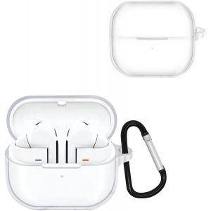 Coque pour Samsung Galaxy Buds 3/Buds 3 Pro, [T&eacute;moin LED Visible][Antichoc] Souple Silicone Housse de Protection pour Samsung Galaxy Buds 3 Pro/Buds 3 avec Mousqueton, Transparent - Neuf