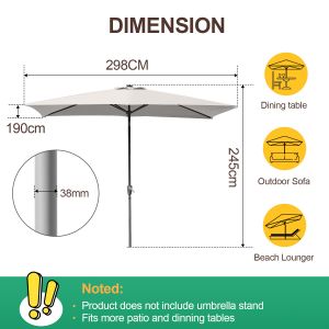 Parasol Rectangulaire 2 &times; 3 M Modulaire &iquest; Parasol Terrasse &Agrave; Assembler, &Eacute;cru - Neuf