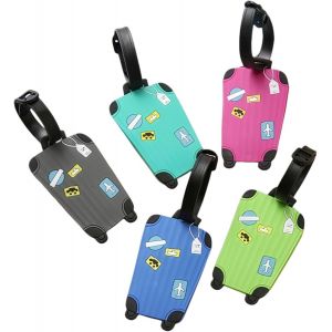 KALANKA-5 Pi&egrave;ces &Eacute;tiquette Bagage, etiquette valise voyage avion,avec Carte d'Information, Silicone, Valises et Sacs &agrave; Dos, Facile &agrave; Identifier et Pr&eacute;venir la Perte - Neuf