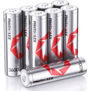 Rechargeables Piles AA (Lot de 8),3600mWh Double A Pile 1,5V Lithium AA/HR6 Batteries Rechargeables 1600 + Cycles Haute Performance et Longue Durée avec Boîte de Stockage - Neuf