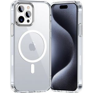 Kal-Coque Pour Iphone 15 Pro Max, Compatible Avec Magsafe Recharge Sans Fil,Protection Antichoc,Anti-Jaunissement,Dos Anti Rayures Pc Magnétique Étui Housse Pour Iphone 15 Pro Max,Transparent - Neuf