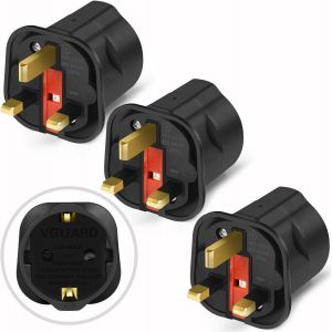 ERYI-Adaptateur Prise Anglaise, [Lot De 3] Adaptateur Voyage France/Europe Ver Uk, Adaptateur Prise Anglaise Universel De Secteur Angleterre Uk, Convertisseur Adapteur Europe 2 Broches Ver Uk- Noir - Neuf