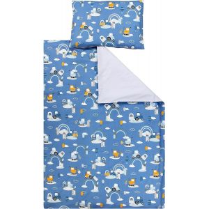 Tianyi-Ensemble De Linge De Lit Pour Enfants 2 Pièces, Tracteurs/Arcs-En-Ciel/Bleu/Gris, 120x90 Cm - Neuf