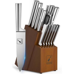 Mevronisshop-Couteau Cuisine, Set De 15 Pièces Couteaux De Cuisine Japonais En Acier Inoxydable, Couteaux Professionnels Avec Bloc En Bois¿Cadeau Fête Des Mères - Neuf