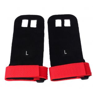 Gants De Gymnastique, Halterophilie, Tractions, Poignees, Paumes, Protections, Cuir Artificiel (Rouge/L) - Neuf