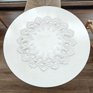 Eryi-Napperon Rond Élégant En Dentelle Jacquard Blanche, Nappe Isolante Pour Décoration De Maison, Commode, Table À Manger, 48,3 Cm - Neuf