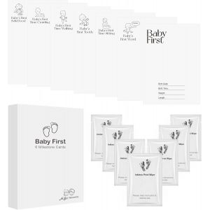 Yemaesre-Lot De 7 Cartes De Premier Âge Pour Bébé - Avec Kit D'empreintes De Main Et De Pied - Pour Bébé - Avec Kit D'empreintes De Main Et De Pied - Nettoyage Au Toucher Propre (7 Sacs D'essuyage + - Neuf