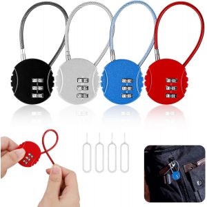 Cheng-4 Pièces Cadenas Valise, Cadenas Valise Avion, Antirouille Cadenas Code 3 Chiffres, Cadenas A Code De Mode, Mini Cadenas À Combinaison Solide Et Étanche Pour Valise De Voyage Et Casier De Gymna - Neuf